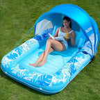 SLOOSH Inflatable Pool Floats Adult, 70" x 46" Tanning Pool with Canopy, 4 in 1 Lounger Float with Pillow, Suntan Tub Raft Floatie, Sunbathing Bed Lounge for Water Blow Up Kids Ball Pit Party Gifts