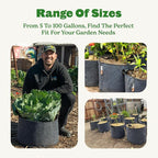 Epic Gardening Grow Bags with Handles (Unlined) - Heavy Duty Fabric Pots for Vegetables, Herbs & Flowers - Breathable Cloth Planters for Indoor & Outdoor Gardening, Moisture Retaining (5, 25 Gallon)
