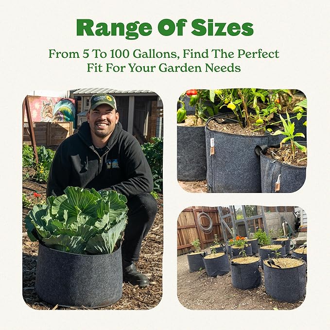 Epic Gardening 1 Pack 60 Gallon Grow Bags with Handles (Unlined) - Heavy Duty Fabric Pots for Vegetables, Herbs & Flowers - Breathable Cloth Planters for Indoor & Outdoor Gardening, Moisture Retaining