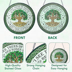 FLAGWIX Christmas Tree of Life Gifts for Women Men - Stained Glass Window Hanging 8 in - Birthday Gifts for Friend Family, Tree of Life Decor Suncatchers for Windows Hanging, Celtic Garden Decor
