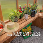 Backyard Discovery Willow 9' x 6' Cedar Wood and Polycarbonate Walk-in Greenhouse Kit with Exhaust Fan, Windows, Hose Hook-Ups, PowerPort, Staging Shelves for Year-Round Outdoor Gardening