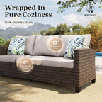 HERA'S HOUSE Wicker Patio Furniture Set, Outdoor Furniture with Fire Pit Table, 6 Pieces Patio Conversation Set with Ottomans, Outside Sofa Sets for Poolside Backyard, Beige