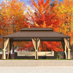 YOLENY 14'x22' Gazebo, Hardtop Gazebo with Galvanized Steel Double Roof, Pergolas Aluminum Frame, Netting and Curtains Included, Metal Outdoor Gazebos for Garden, Lawns