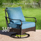 Sophia & William Extra Large Outdoor Patio Swivel Sofa Chairs Set 2 PCS Heavy-Duty Metal Porch Furniture with High Back & Deep Seating Area, 5.5" Thicken Cushions for Deck, Lawn, Outside (Navy)