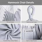 SUNCREAT 2-in-1 Convertible Extra Large Hammocks with Stand, Heavy Duty 2 Person Hammock for Outside with Stand, Patent Pending, Light Gray