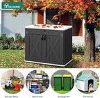 YITAHOME Outdoor Horizontal Storage Shed with X-Shaped Lockable Door, 35 Cu Ft Weather Resistant Resin Tool Shed w/o Shelf, Ideal for Bike, Trash Cans, Garden Tools, Lawn Mowers, Dark Gray