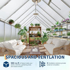 8X14 ft Polycarbonate Greenhouse with Aluminum Frame, Polycarbonate Greenhouse for Outdoors, Greenhouses with Ventilation and Rain Gutter, Aluminum Large Walk-in Greenhouses for Outside