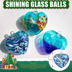 Hand Blown Glass Gazing Balls for Garden Love Heart Hanging Friendship Balls Christmas Ball Ornaments for Xmas Tree Decoration (Blue - A)