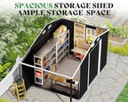 Jocisland 10.6x6.8x6.3 FT Outdoor Storage Shed with Sliding Doors, Two 4-Pane Windows, Open Design Outdoor Shed for Wood Storage, Dark Grey/White
