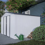 Spacious 10x8 Ft Outdoor Storage Shed with Double Doors – Durable White Resin Construction for Yard Tools, Equipment, Weather-Resistant (White, 10 x 8 ft)