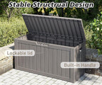 Outdoor Storage Box, Resin Deck Boxes Indoor and outdoor, Waterproof Storage Box Lockable Lid (Grey, 75 Gallon)