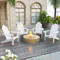 LUE BONA HDPS Adirondack Chairs, Fire Pit Outdoor Chair Weather Resistant with Cup Holder, Modern Plastic Chair Plastic for Patio, Deck, Proch, 350LBS, White