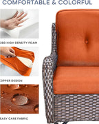 Pop 22x25/22x24 Outdoor Cushions for Patio 5 Piece Set - Set of 5 Water-Repellent Replacement Cushion for Wicker Dining Rocking Swivel Chairs Loveseat Couch Sectional Sofa - Orange/Button