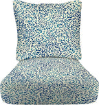 RSH DECOR: Deep Seating Cushion with Pillow Back | 23” x 26” Seat | All-Weather Spun Fabric | Water and Fade-Resistant | Outdoor Chair Cushion Set for Patio Furniture | Sunny Spot Blue
