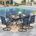 Sophia & William Patio Chairs Set of 6, Swivel Outdoor Chairs Textilene Patio Dining Chairs Heavy Duty with Metal Frame Support 300lbs for Lawn Yard Garden All Weather Blue
