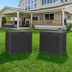 NUNU LAB 32 Gallon Resin Deck Box 2 Pack Outdoor Indoor Waterproof Storage Box for Patio Cushions, Garden Tools, Pool Accessories,Backyard Storage Bin,Black