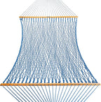 Original Pawleys Island Deluxe Coastal Blue DuraCord Rope Hammock – 13 ft. x 65 in, 2-Person, 450 lb Capacity, Oak Spreader Bar, Zinc-Plated Hardware, Handcrafted in The USA