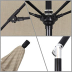 California Umbrella 9' Round Aluminum Pole Fiberglass Rib Market Umbrella, Crank Lift, Collar Tilt, Black Pole, Sunbrella Spectrum Mist