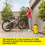 Kärcher Pressure Washer K 1, Max 1.45 GPM, 1700 PSI, Trigger Spray Gun & Vario Power Spray Wand - for Cars, Bikes, Deck, Driveways, Siding, Patios