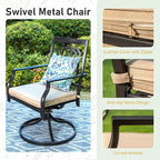 Sophia & William Outdoor Metal Swivel Chairs Set of 6 Patio Dining Rocker Chair with Cushion Furniture Set for Garden Backyard Bistro, 300 lbs