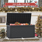 NUNU LAB 260 Gallon Outdoor Storage Box, Large Resin Deck Box with Double Wall Panels, Waterproof Patio Storage Bin for Garden Tools, Pool Accessories, Package Deliveries & Outdoor Gear