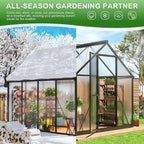 Polar Aurora 6x8 FT Greenhouse, Quick Aluminum Assembly Structure Polycarbonate Greenhouse, Walk-in Greenhouses for Outdoors with Ventilated Windows, Green Houses for Outside Backyard Garden