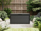 59 Gallon Outdoor Storage Deck Box Waterproof,Large Resin Storage Container for Outside,Patio Accessories for Outsid,Backyard Delivery Boxes,Lockable Lid,Rattan Black