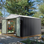 Devoko 8 x 10 FT Outdoor Storage Shed, Metal Garden Sheds & Outdoor Storage Clearance, Large Tool Shed Outdoor with Single Lockable Door for Patio Lawn Backyard (Gray)