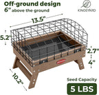 Kingsyard Squirrel Proof Ground Bird Feeder for Outdoors - Recycled Plastic Platform Feeding Station, Fly-Through Metal Caged Wild Bird Feeder for Small Birds, 5 LBS Large Capacity, Brown