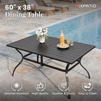 Patio Table and Chairs Set, Patio Dining Sets for 6 with Red Chairs and Metal Rectangular Table, 7-Piece Patio Furniture Set for Deck Backyard Poolside
