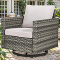 Outdoor Patio Swivel Rocker Chairs - Single Wicker Patio Swivel Rocking Chair with Waterproof Wicker,Comfortable Cushions and Sturdy Metal Frame for Outside Porch Deck Backyard(Mixed Grey/Beige/1PC)