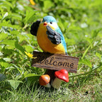 Bird Decor for Garden Statues,Bird Figurines Welcome Sign for Outdoor Decorations,Birds Decorative Outdoor Statue for Garden Patio Yard Lawn Home Shelf Decor,Gardening Gifts for Birds Lovers Women