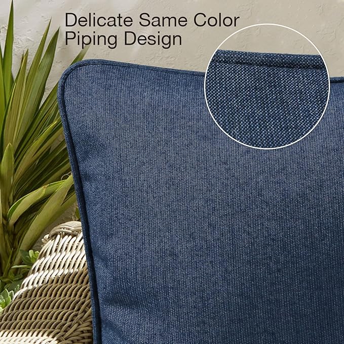 Sunbrella Decorative Outdoor Water Repellent Throw Pillows with Inserts, Set of 4, 18" x18" Pillows for Patio, Backyard, Bed, Couch, and Patio Furniture, Specrtum Indigo