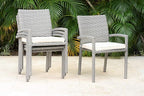 Amazonia Jefferson 13-Piece Patio Extendable Dining Table Set | Light Grey Wicker Chairs | Ideal for Outdoors and Indoors