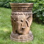 ZOEJADE Maharajah Elephant Lotus Statue Resin Stool Majestic Pedestal Sculpture Antique Buddha Collectibles Outdoor Garden Table Stand Holder for Home Courtyard Lawn Patio Decor Indoor Good Luck