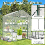 Happygrill Walk-in Greenhouse, Winter Hot House w/4 Tiers, 8 Shelves, Roll-up Zippered Door, Waterproof PVC Film, Portable Greenhouses for Outdoors for Potted Plants, Fruits, Vegetables, Flowers