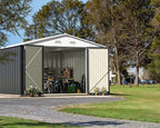 Greesum 10x10FT Outdoor Storage Shed, Utility Tool Shed Metal Storage Garden Shed with Door & Lock for Patio Storage, Gray