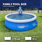 DIMAR GARDEN 10ft x 30in Inflatable Swimming Spray Pool, Outdoor Round Air Top Ring Shark Pools