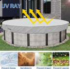 ECOOPTS 12 ft Waterproof Round Polyester Pool Cover for Above Ground Pools, Swimming Pool Cover Protector Winter Safety Cover (Light Grey)