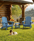 SERWALL Folding Adirondack Chair Set of 8, Adjustable Adirondack Chair with 3 Recline Positions, All Weather HDPE Outdoor Adirondack with Cup Holders, Blue
