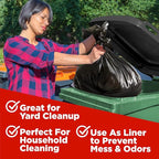 ToughBag 44 Gallon Commercial Trash Bags, 38x46” (100 COUNT) – 39, 40, 42 Gallon Contractor Bags, Black Garbage Can Liners - Made in USA