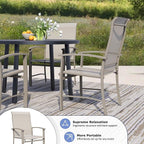 Outdoor Dining Chairs Set of 4, Stackable Patio Chairs with Metal Frame & Textilene Fabric, Perfect for Patio Garden Deck, Ivory