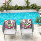 WOLKI Waterproof Outdoor Pillows 26x26 Feather and Down Filled Throw Pillow for Patio Furniture, Outside Decorative Pillow Set of 2 Flower