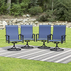Patio Swivel Chairs Set of 4, Outdoor Swivel Chairs with Armrest, High Back Patio Chair with Metal Frame, All-Weather Outdoor Dining Chair for Deck, Porch and Lawn, Blue