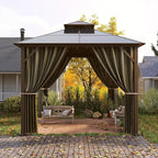 Kingdura Hardtop Gazebo 10'x12' with Double Polycarbonate Roof Canopy, Outdoor Gazebo with All-Weather Resistant Aluminum Frame Permanent Pavilion, UV Blocking for Patio Lawn Garden