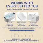 Jetted Tub Cleaner for the Jets and the Tubes 24 Tablets Hot Tub Cleaner for Jet Bathtub Heavy Duty - No Harsh Chemicals and Septic Safe - Compatible with Whirlpool, Spa, Jetted Bath
