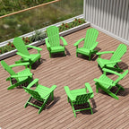 YEFU Adirondack Chairs Set of 8: Plastic Adirondack Chairs - Patio Chairs with Wood Texture - Outdoor Chair HIPS - Lawn Fire Pit Deck Porch Garden Chairs for Adults (Lime)