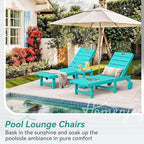 Outdoor Chaise Lounge Chairs, 26.8” Super Wide Lounge Chair Outdoor, HDPS Pool Chairs with 5 Positions, Patio Lounge Chair with Wheels for Pool,Lawn,Backyard, Aruba Blue