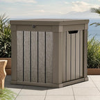 GOOBED Outdoor Storage Box, Weather-Resistant Resin Deck Box, 51-Gallon Storage Container for Patio Cushions, Pool Accessories, Garden Tools, Lockable, Easy Maintenance, Taupe