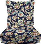 RSH DECOR: Deep Seating Cushion with Pillow Back | 23” x 26” Seat | All-Weather Spun Fabric | Water and Fade-Resistant | Outdoor Chair Cushion Set for Patio Furniture | Daelyn Navy